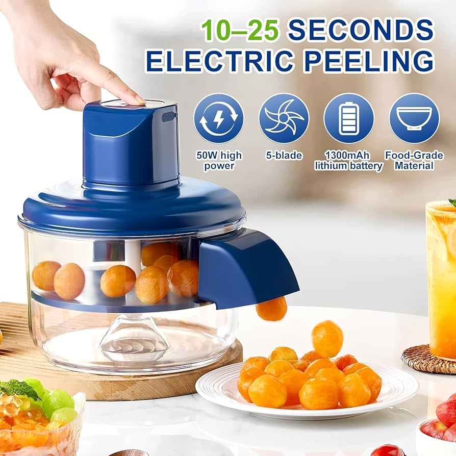 Electric Automatic Garlic Peeler Machine 5 Blade 50W Rechargeable Kitchen Peeling Tool for Vegetables