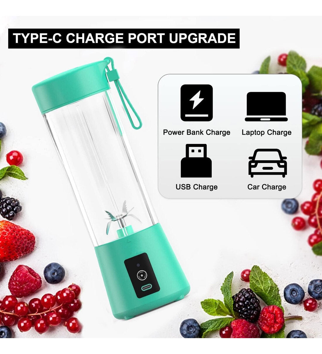 Portable Blender 6 Blade USB Juicer Bottle Portable Juice Blender USB Juicer Juice Mixer Bottle Rechargeable Juice Blender for Shakes Fruits & Vegetables Electric Grinder