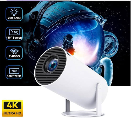 Mini Projector with WiFi  & Bluetooth, 4K 1080P Support Portable Projector 180° Rotatable 150'' Screen Movie Projector Auto Keystone Compatible for Laptop, PC, Smartphone